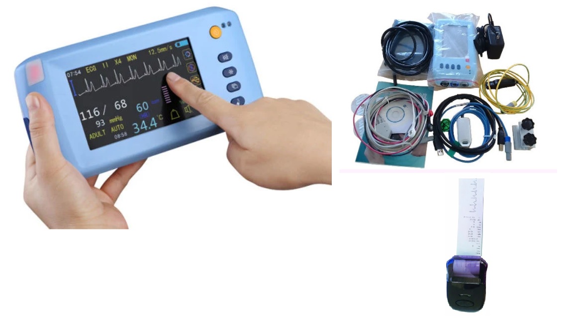 Monitor theo dõi bệnh nhân đa thông số loại cầm tay di động (ECG, NIBP, SPO2, PR, TEMP.)